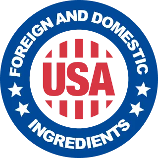 Made in USA with globally sourced ingredients badge